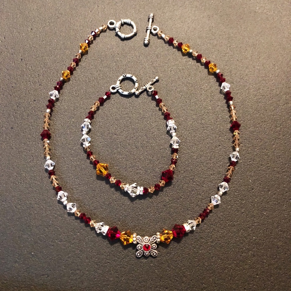 Handmade Swarovski Crystal Necklace and Bracelet